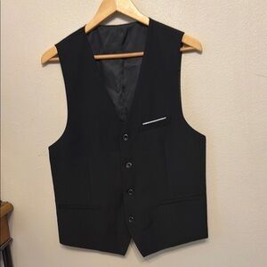 Classic Black Men's Dress Slacks & Vest - Tailored Suit Size Small New